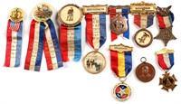 G.A.R. CIVIL WAR RIBBON AND MEDAL LOT OF 10
