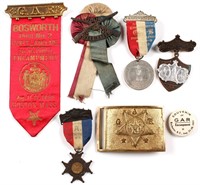 G.A.R. CIVIL WAR MEDAL AND RIBBONS LOT OF 7