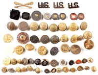 MILITARY BUTTONS AND PINS LARGE LOT