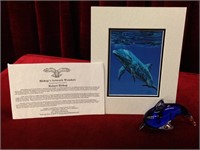 "Blue Rising" Print & Dolphin Paperweight