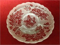 Large Divided Etched Platter by Laura Glass
