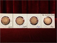 4 Antique Large Canada Pennies