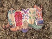 Texas cowboy boot hooked rug