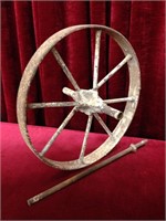 Vintage Steel Wheelbarrow Wheel w/ Axle
