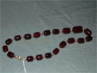 Red Amber Bead Necklace