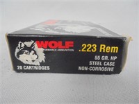 Wolf .223, 55gr HP.  20 round box