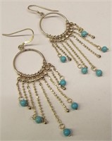 Sterling Silver Dangle Earrings With Blue Stones