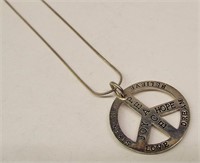 Sterling Silver Peace Pendant On Chain