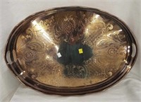 English Silver On Copper Oval Tray