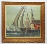 D. Mckinney Taylor Oil On Canvas Of Boat Dock