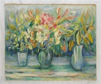 Yolanda Fusea Oil On Canvas Still Life Of Flowers