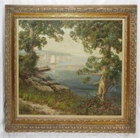 Oil On Canvas Lake Scene Signed Moore Smith