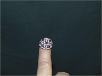 Ruby and Diamond/Platinum Domed Ring