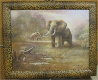 Large Framed Elephant Print