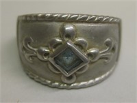 Sterling Silver Ring with Blue Stone marked 925