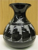 6" Tall Navajo Marked Black Vase