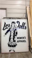 Les Dolls lighted sign w/poles , double sided