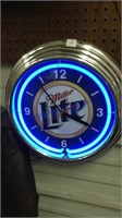 Miller Lite round clock w/neon light