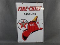 Texaco Fire Chief Gasoline Porcelain Gas Pump Sign