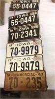 6 license plates strung together w/leather