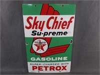 Texaco Sky Chief Gasoline Porcelain Gas Pump Sign