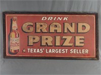 1930's Grand Prize Beer Tin Advertising Sign