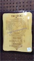 Tic Toc menu on wood board