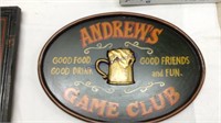 Andrews Game club wood sign
