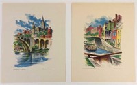 Lot of two watercolor prints