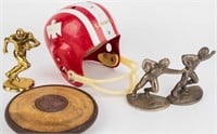 Vintage Football Sports Items Bookends Trophy +