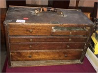 Antique oak machinist chest