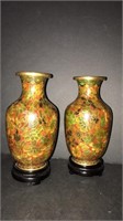 Pair of  small metal vases