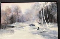 Beautiful oil on canvas winter scene