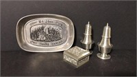 Lot of pewter home decor items