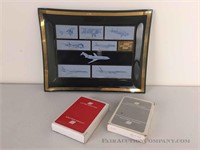 Mid Century United Airlines Glass Tray and Cards