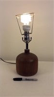 Lamp with wooden base