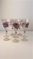 Set of 8 hand painted wine glasses