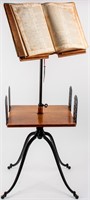 Furniture Antique Bible Stand w/ 1851 Bible