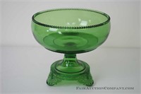 Vintage Green Pressed Glass Dish
