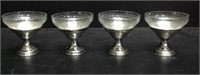 Four Crystal & Sterling Silver Champagne Coupe