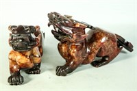PAIR OF CARVED STONE CHINESE FOO LIONS