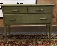 VTG GREEN FRONT ENTRYWAY TABLE WITH DRAWERS