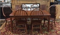 CHERRY TABLE WITH MATCHING WINDSOR CHAIRS 2