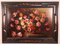 SPANISH "FLORAL STILL LIFE" OIL ON CANVAS PAINTING