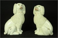 PAIR OF 19th STAFFORDSHIRE POODLES WITH BORCAGE