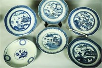 SIX 19th CENTURY CANTON PORCELAIN B. W. PLATES