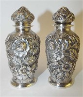 Pair Of Sterling Silver Floral Shakers
