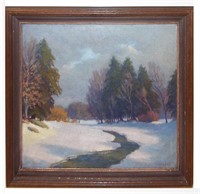 W. C. Baker Oil On Canvas Snow Landscape