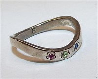 Silver Ring With Colored Stones