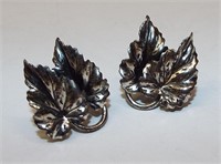 Pair  Of Sterling Silver Leaf Earrings